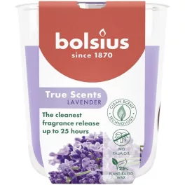 Gyertya Bolsius True Scents, levendula, 80x73 mm, üvegben