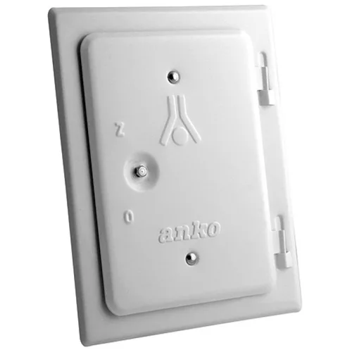 Kéményajtó, Anko C2.1W, 12 x 18 cm, fehér, ellenőrző, rozsdamentes acél, mágneszáras, négyszögletes, beltéri-kültéri