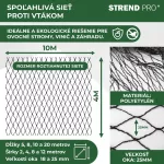 Madárháló, Strend Pro Garden A1204, 4 x 10 m, 25 x 25 mm szemméret, polietilén (PE), gyümölcsfákhoz, bokrokhoz és szőlőhöz