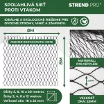 Madárháló, Strend Pro Garden A1205, 8 x 8 m, 25 x 25 mm szemméret, polietilén, gyümölcsfákhoz, bokrokhoz és szőlőhöz