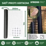 Vakondháló, Strend Pro Garden GrassGuard, 12 x 12 mm, 1 m x 200 m, fekete, 50 g/m2, vakond elleni védelem