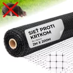 Vakondháló, Strend Pro Garden GrassGuard, 16 x 16 mm, 2 m x 200 m, fekete, 20 g/m2, vakond elleni védelem