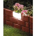 Kerti paliszád, Strend Pro Garden GB004, barna, 45 x 29 cm, összekapcsolható, 180 cm hossz, műanyag, UV-álló, napelemes LED fényforrás, 4 panel/csomag