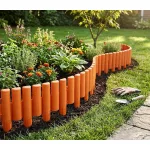 Kerti szegély, Strend Pro Garden GE037, terrakotta, 27 × 24 cm, összekapcsolható, 216 cm hossz, polipropilén (PP) műanyag, UV-álló, 8 panel/csomag