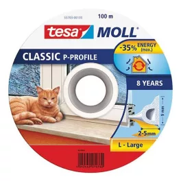   Tömítés tesamoll® P profil, 9 mm, fehér, L-100 m, ablakokhoz és ajtókhoz