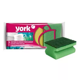   Szivacs York 031010, konyhai edénymosó szivacs, ergonomikus, 9x7x4,3 cm, 3 db-os csomag