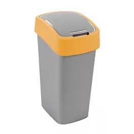   Szemeteskuka, Curver Flip Bin, 25 l, ezüstszürke/sárga, kézi nyitású, csuklós fedelű, műanyag, praktikus