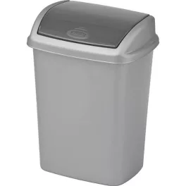   Szemeteskuka, Curver Dominik, 10 l, ezüst/grafit, kézi nyitású, forgatható fedél, műanyag, zárt kivitel