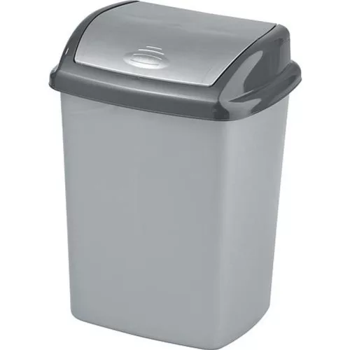 Szemeteskuka, Curver Dominik, 25 l, ezüst/grafit, kézi nyitású, forgatható fedél, műanyag, zárt kivitel