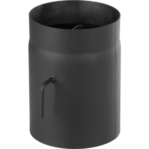 Füstcső, V.A.P.K. HS K0250/150/2, fekete, 25 cm / 150 mm, csappantyúval, rövid húzókarral, DC01 acéllemez, vastagfalú, lemezvastagság: 2,0 mm