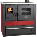 Strend Pro PANONIA fatüzelésű sparhelt, piros, sütővel, 10,54 kW, 51 × 90 × 85 cm, jobb oldali füstcső kimenet, átmérő: 120 mm