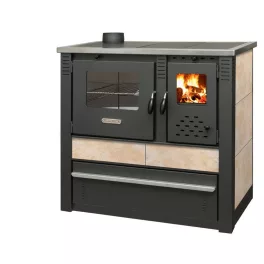   Strend Pro PANONIA fatüzelésű sparhelt, bézs, sütővel, 10,54 kW, 51 × 90 × 85 cm, bal oldali füstcső kimenet, átmérő: 120 mm