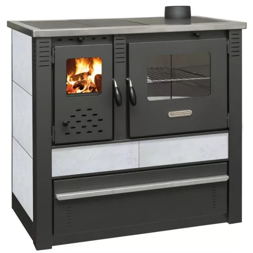 Strend Pro PANONIA fatüzelésű sparhelt, fehér, sütővel, 10,54 kW, 51 × 90 × 85 cm, jobb oldali füstcső kimenet, átmérő: 120 mm