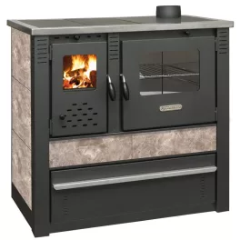   Strend Pro PANONIA fatüzelésű sparhelt, Mocca, sütővel, 10,54 kW, 51 × 90 × 85 cm, jobb oldali füstcső kimenet, átmérő: 120 mm