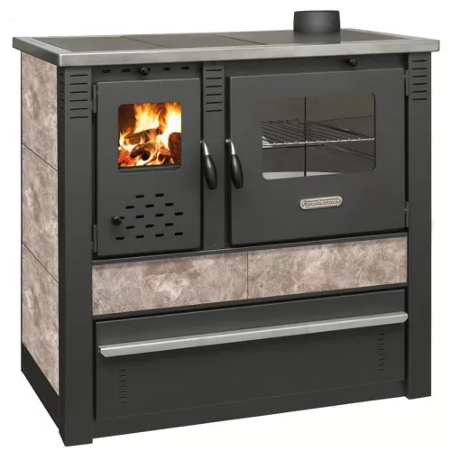 Strend Pro PANONIA fatüzelésű sparhelt, Mocca, sütővel, 10,54 kW, 51 × 90 × 85 cm, jobb oldali füstcső kimenet, átmérő: 120 mm