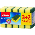 Szivacs Vileda Tip Top, edénymosó szivacs, 3+2 db-os csomag