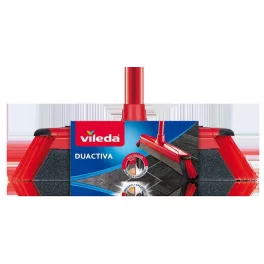  Seprű, Vileda DuActiva, fém nyéllel, 130 cm, piros-fekete, habszivacsos porfogó fejjel