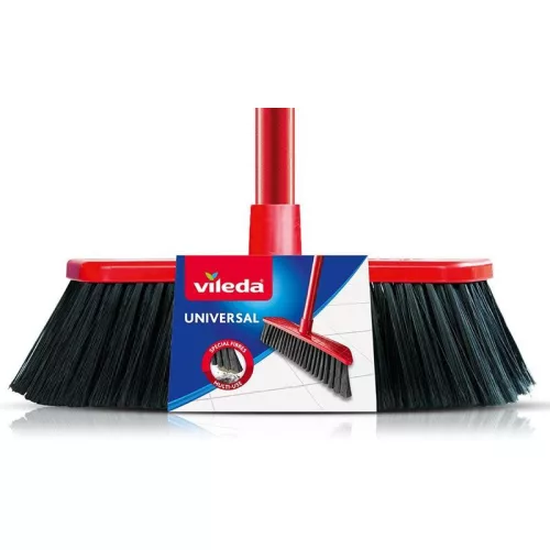 Seprű, Vileda Universal, normál méret, piros, tartós és könnyen tisztítható szálakkal