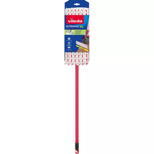 Felmosó, Vileda Ultramax XL Microfibre, teleszkópos nyél 140 cm, fej 43 × 13 cm, mikroszálas 2 az 1-ben, minden kemény padlóra, 60 °C-ig mosható