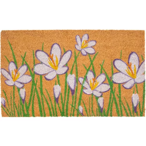 Lábtörlő MagicHome, ajtó elé, Flowers, kókusz/pvc, 45x75 cm