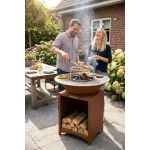 Tűzrakó, Strend Pro Grill Fiesta, rozsdabarna, átmérő: 75 cm, acél, kör alakú tűzrakóval