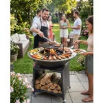 Tűzrakó, Strend Pro Grill Fiesta, antracit, átmérő: 100 cm, acél, kör alakú tűzrakóval