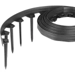 Gyepszegély, Strend Pro Garden, fekete, 10 m, 40 mm magas, hajlékony és formázható, 20 rögzítőtüskével