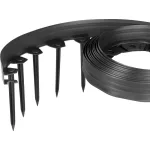 Gyepszegély, Strend Pro Garden, fekete, 10 m, 60 mm magas, hajlékony és formázható, 20 rögzítőtüskével