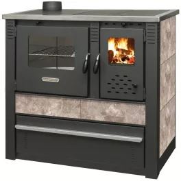   Strend Pro PANONIA fatüzelésű sparhelt, Mocca, sütővel, 10,54 kW, 51 × 90 × 85 cm, bal oldali füstcső kimenet, átmérő: 120 mm