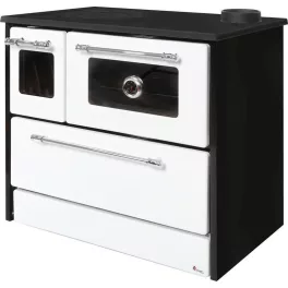   Strend Pro 701-G OMEGA Kuzine fatüzelésű sparhelt, fehér, 9,18 kW, 87 × 51 × 79 cm, jobb oldali oldali füstcső kimenet, átmérő: 130 mm