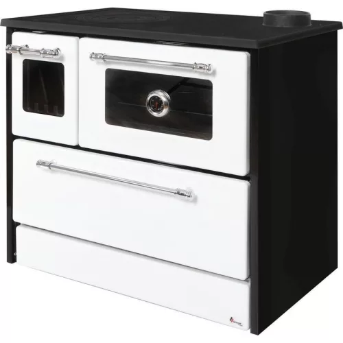Strend Pro 701-G OMEGA Kuzine fatüzelésű sparhelt, fehér, 9,18 kW, 87 × 51 × 79 cm, jobb oldali oldali füstcső kimenet, átmérő: 130 mm