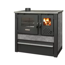   Strend Pro PANONIA fatüzelésű sparhelt, szürke, sütővel, 10,54 kW, 90 × 85 × 51 cm, bal oldali füstcső kimenet, átmérő: 120 mm