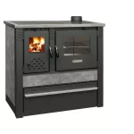 Strend Pro PANONIA fatüzelésű sparhelt, szürke, sütővel, 10,54 kW, 90 × 85 × 51 cm, jobb oldali füstcső kimenet, átmérő: 120 mm