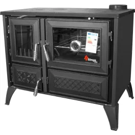   Strend Pro 801 STELA fatüzelésű sparhelt, fekete, 9,12 kW, 91 × 52,5 × 77 cm, jobb oldali füstcső kimenet, átmérő: 130 mm