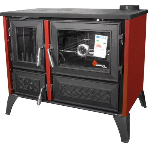 Strend Pro 801 STELA fatüzelésű sparhelt, bordó, 9,12 kW, 91 × 52,5 × 77 cm, jobb oldali füstcső kimenet, átmérő: 130 mm