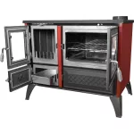 Strend Pro 801 STELA fatüzelésű sparhelt, bordó, 9,12 kW, 91 × 52,5 × 77 cm, jobb oldali füstcső kimenet, átmérő: 130 mm