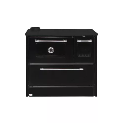 Strend Pro 701-G OMEGA Kuzine fatüzelésű sparhelt, fekete, 9,18 kW, 87 × 51 × 79 cm, bal oldali oldali füstcső kimenet, átmérő: 130 mm