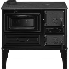   Strend Pro 304 Tuglali Kuzine fatüzelésű sparhelt, fekete, sütővel, 9 kW, 82,5 × 46 × 82,5 cm, bal oldali oldali füstcső kimenet, átmérő: 130 mm