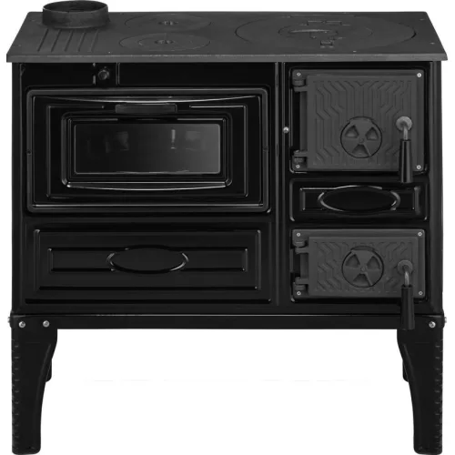 Strend Pro 304 Tuglali Kuzine fatüzelésű sparhelt, fekete, sütővel, 9 kW, 82,5 × 46 × 82,5 cm, bal oldali oldali füstcső kimenet, átmérő: 130 mm