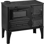 Strend Pro 304 Tuglali Kuzine fatüzelésű sparhelt, fekete, sütővel, 9 kW, 82,5 × 46 × 82,5 cm, bal oldali oldali füstcső kimenet, átmérő: 130 mm