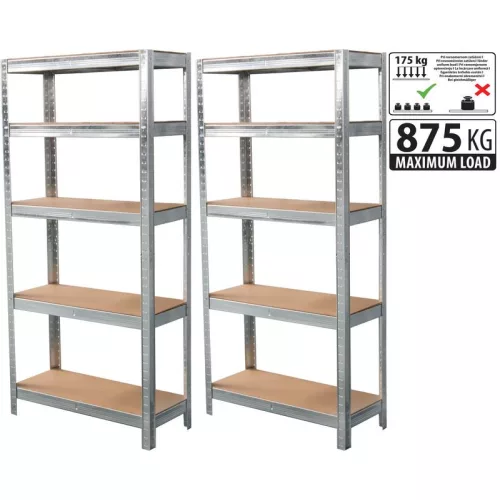 Racks fém polc, MDF, 5 polcos, 1800×900×300 mm, 2 db/csomag