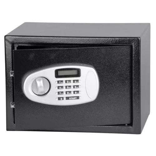 Digitális széf, Strend Pro Safewell EBD25, fekete, 250 x 350 x 250 mm, elektronikus zár, LCD kijelző, mechanikus zár, 3–8 jegyű kód, 1 polcos