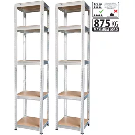   Racks fém polc, MDF, 5 polcos, 1800×400×400 mm, 2 db/csomag