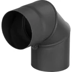 Füstcső könyök, V.A.P.K. HS.EX 090/200/1,5, fekete, 200 mm / 90°, állítható szögű, lemezvastagság: 1,5 mm