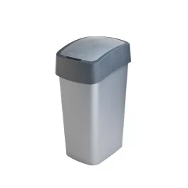   Szemeteskuka, Curver Pacific Flip Bin, 45 l, antracit/szürke, 37,6 x 29,4 x 65,3 cm, műanyag, csuklós fedél, kézi nyitás
