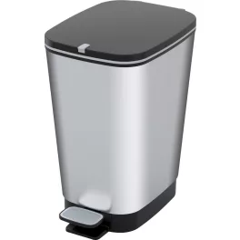   Szemeteskuka, KIS Chic Bin M Steel, 35 l, szürke, 40,5 x 26,5 x 45 cm, pedálos