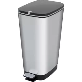   Szemeteskuka, KIS Chic Bin Steel L, 50 l, ezüstszürke/fekete, 44,5 x 29 x 60,5, pedálos