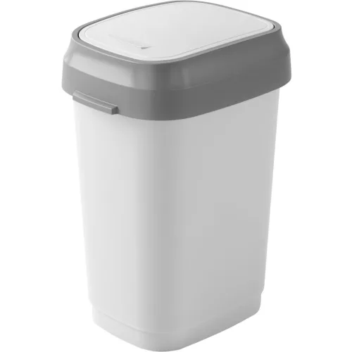 Szemeteskuka, KIS Dual Swing S, 10 l, fehér, 25 × 19 × 32 cm, műanyag, csuklós fedél
