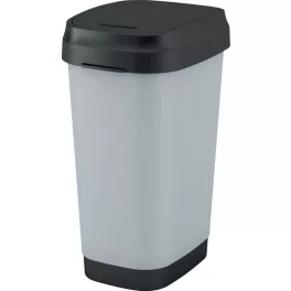   Szemeteskuka, KIS Dual Swing Style L Steel, 50 l, szürke, 42 x 30,5 x 60 cm, levehető csuklós fedél