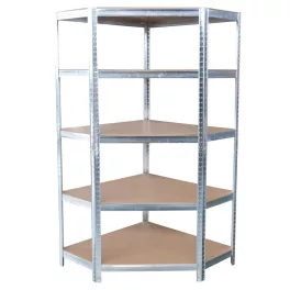   Strend Pro 5 polcos fém/MDF sarok műhelypolc, 180 x 90 x 40 cm, teherbírás: 150 kg/polc